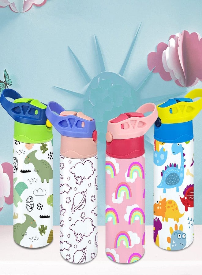 XccMe Kids Sublimation Tumbler,12 PACK 12oz Stainless Steel Sublimation Sippy Cup,Double Wall Insulated Kids Tumbler with Handle,Spill Proof lid,Shrink Films,Silicone Bottoms,for Water,Drinks - Image 2